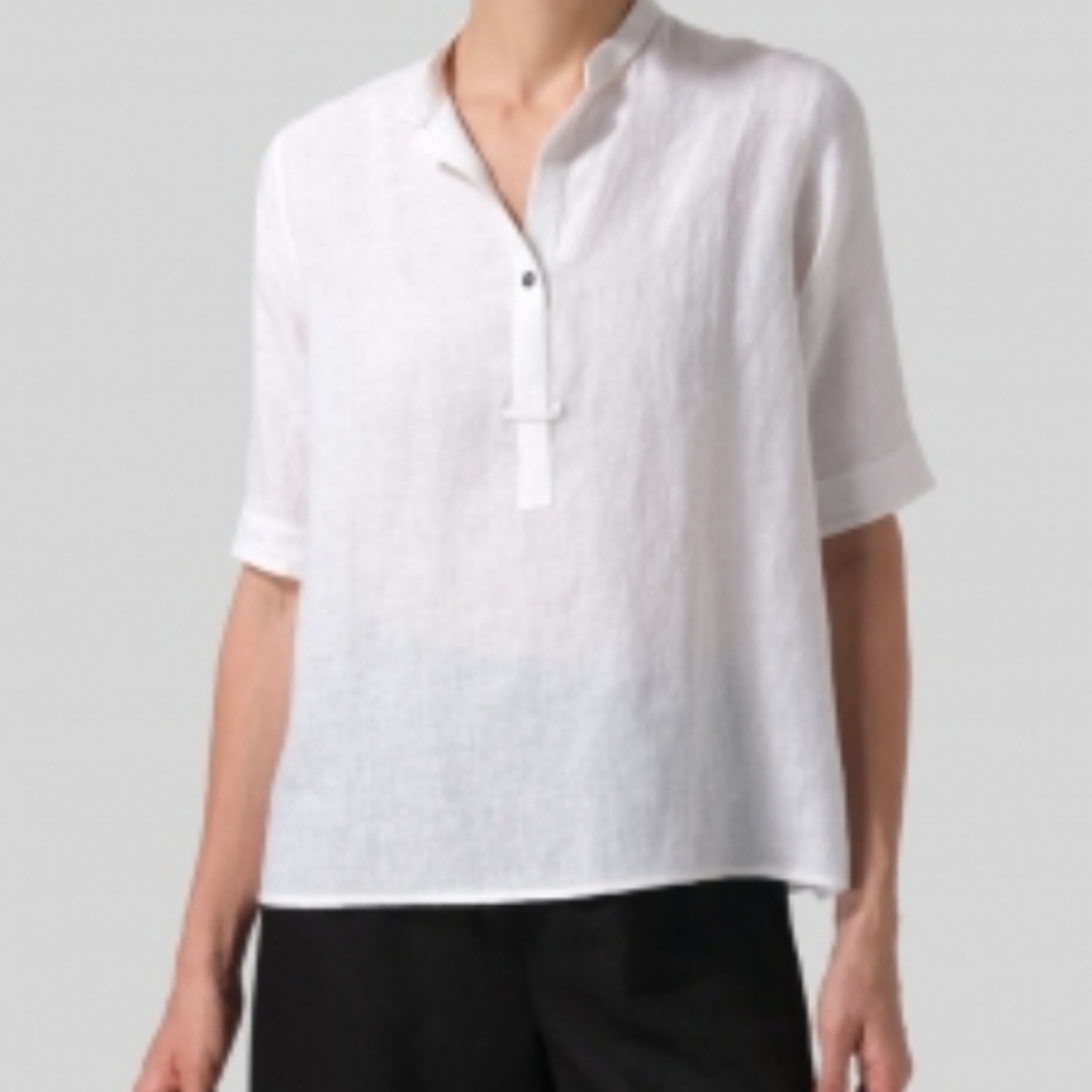 Vivid‎ Linen A-Shape Collared Top